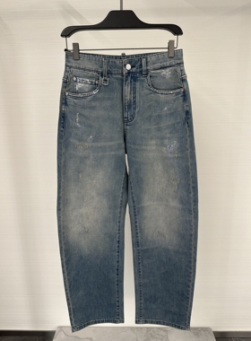 26春夏CAVALLI CLASS男牛仔裤水洗破洞炫彩字母logo印花牛仔裤