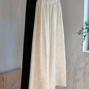 新中式加绒阔腿裤女秋冬高级感宽松显瘦百搭遮肉黑白保暖加厚国风