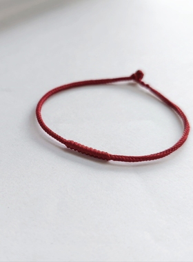 八股编简约手绳深红金刚结手绳