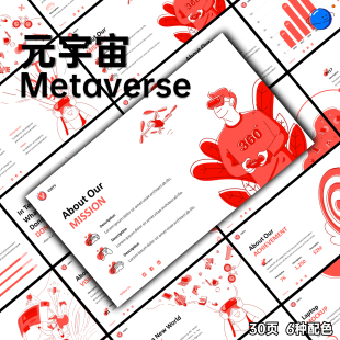 VR元宇宙插画风ppt模板AI商业融资计划书模板AI元宇宙代制作美化
