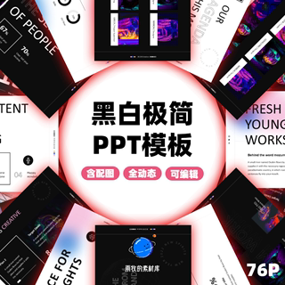 黑白极简动态ppt模板高端大气商务汇报时尚简约作品集代制作美化