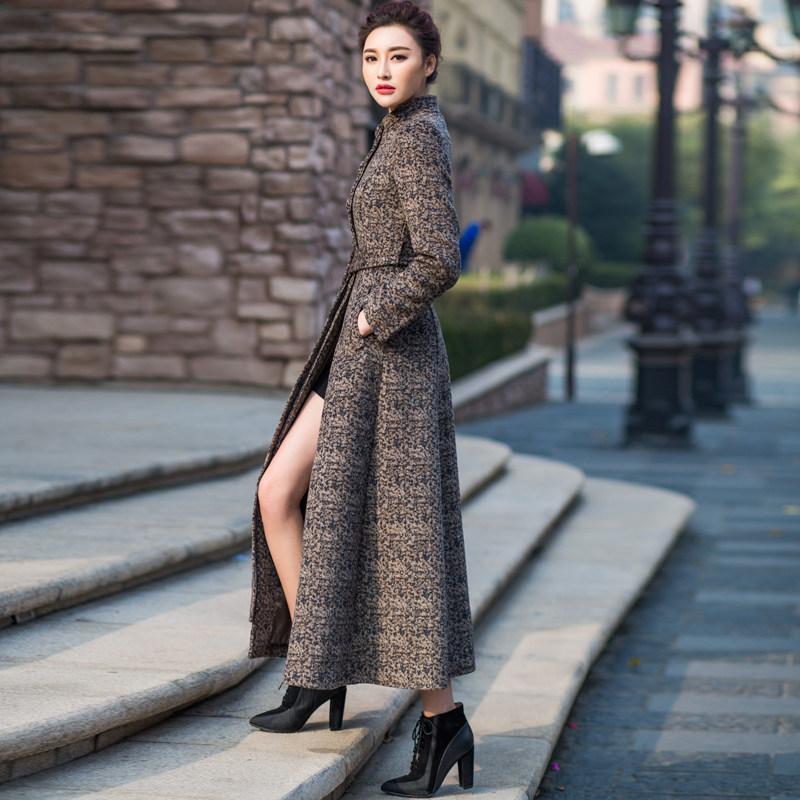 首尚衣品2025秋冬新款中长款修身气质显瘦立领毛呢外套羊毛大衣