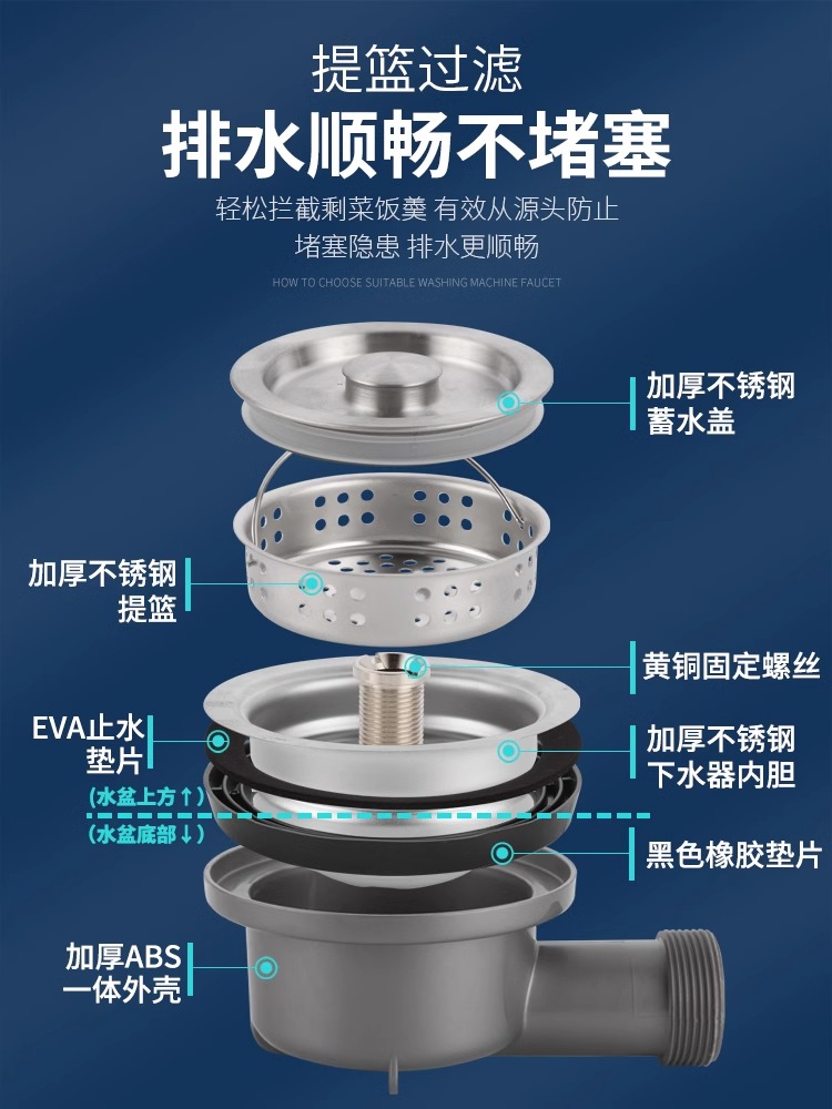 洗衣矮水池台盆排阳台省空间下水器超薄侧杯下水管老式陶瓷水槽槽