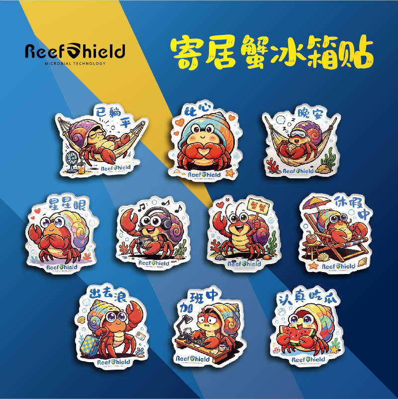 RS卡通寄居蟹亚克力冰箱贴 强磁爬宠水族柜周边收藏小装饰