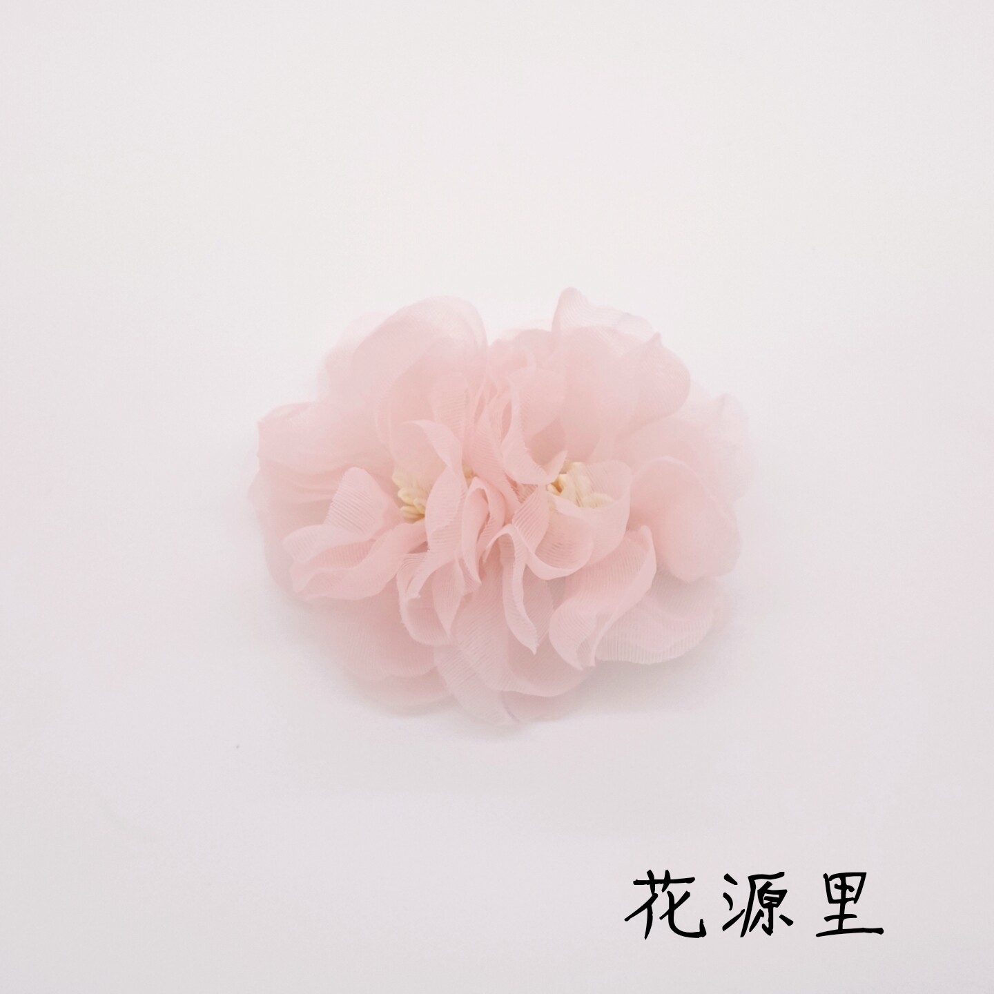 花源里原创手作粉色山茶花朵发夹精致边夹ol刘海夹子马尾夹淑女范