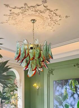 GULI法式Murano穆拉诺渐变花瓣中古客厅卧室吊灯彩色新款led