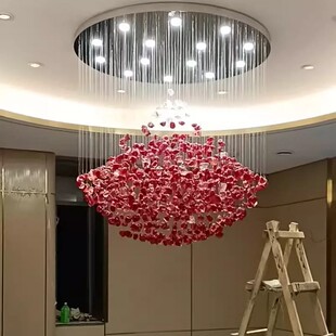 别墅会所美容院餐厅包间艺术玻璃造型灯定制酒店宴会厅工程吊灯