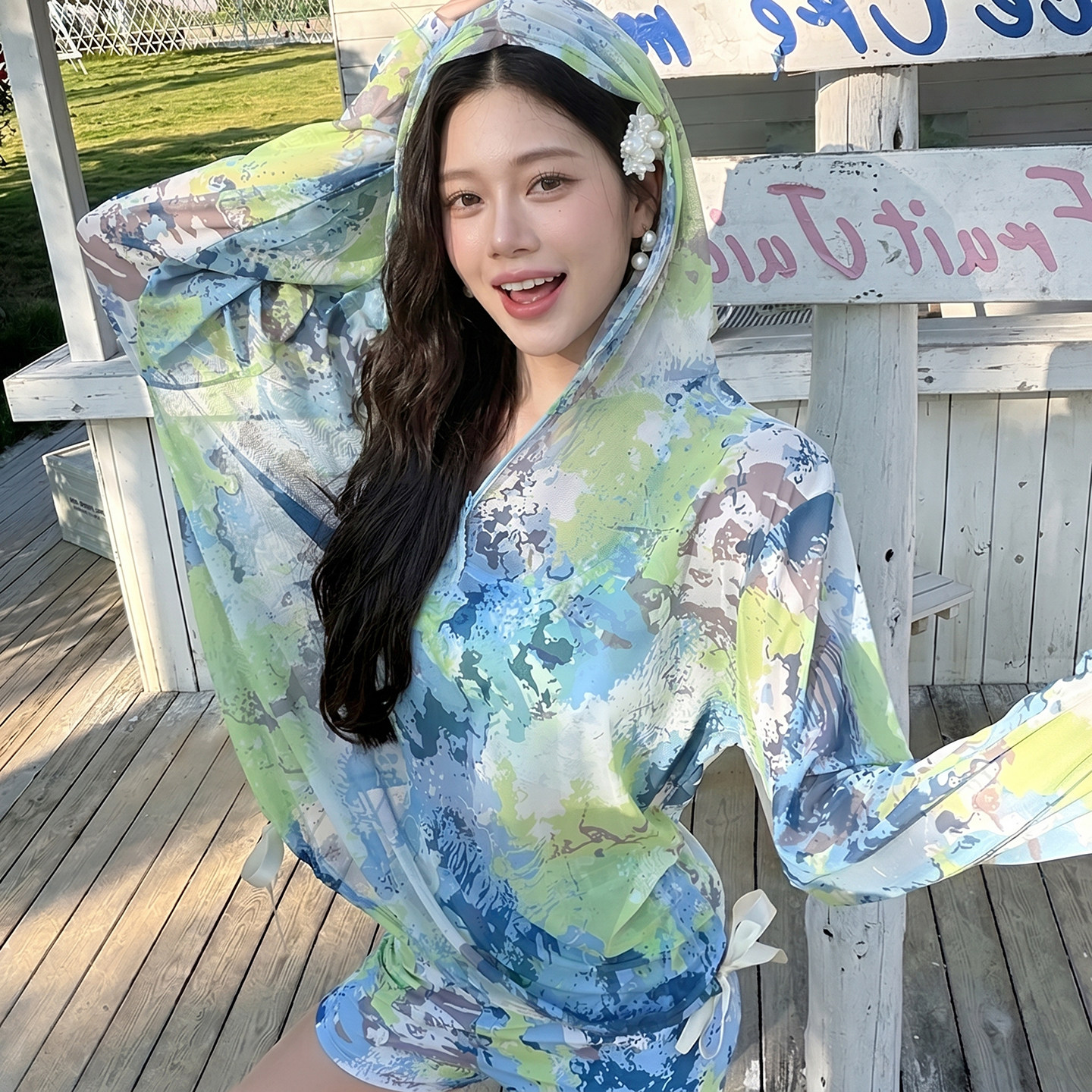 微胖女孩显瘦遮肉分体泳衣女