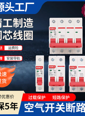 2P家用电闸DZ47-63A1P空开3P小型断路器4P100A空气开关125A三相电