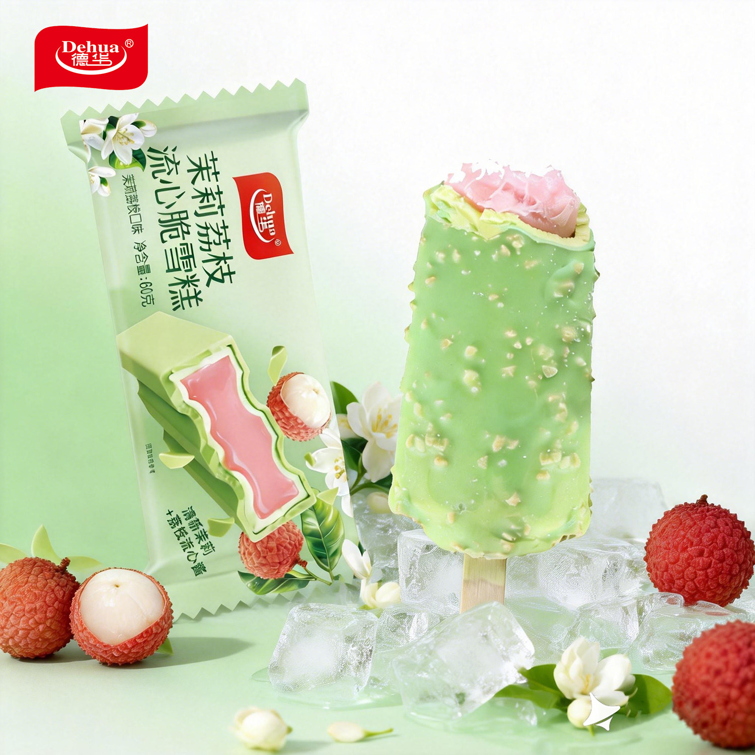 2026新品10支 德华茉莉荔枝流心脆雪糕 网红夹心冰淇淋冷饮批发