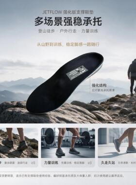 jetflow杰特福加强运动足部运动碳纤维足弓支撑扁平足