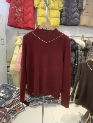黑色加绒加厚毛衣女秋冬内搭保暖设计感半高领针织打底衫显瘦上衣