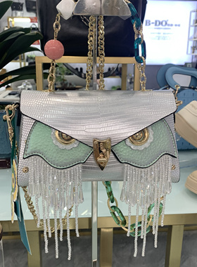 singsing1979春夏新款牛皮赫拉猫头鹰斜挎手提包原创设计时尚女包