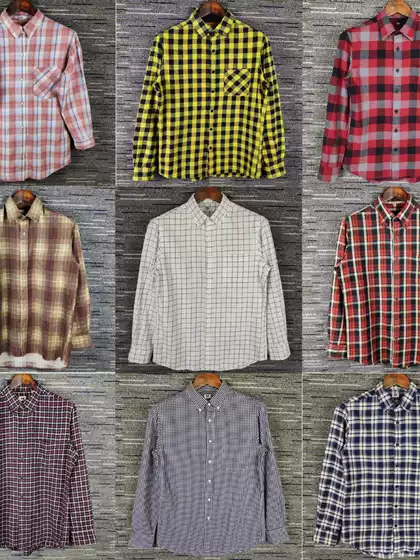 Vintage Japanese Style Spring and Autumn Trendy Casual Loose Plaid Shirt Youthful Men and Women Cotton Long-Sleeved Shirt E7