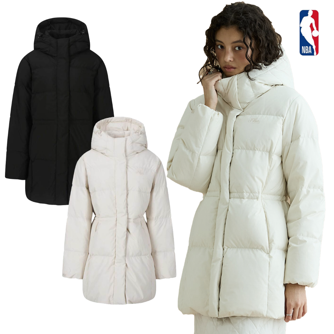 韩国正品代购 NBA 25冬 女款 加厚保暖中长款收腰连帽羽绒服