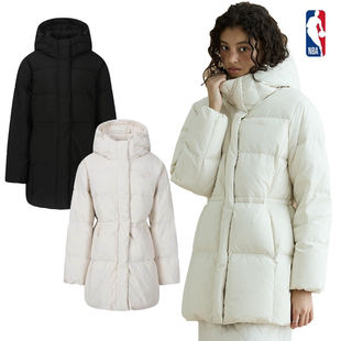 韩国正品代购 NBA 25冬 女款 加厚保暖中长款收腰连帽羽绒服