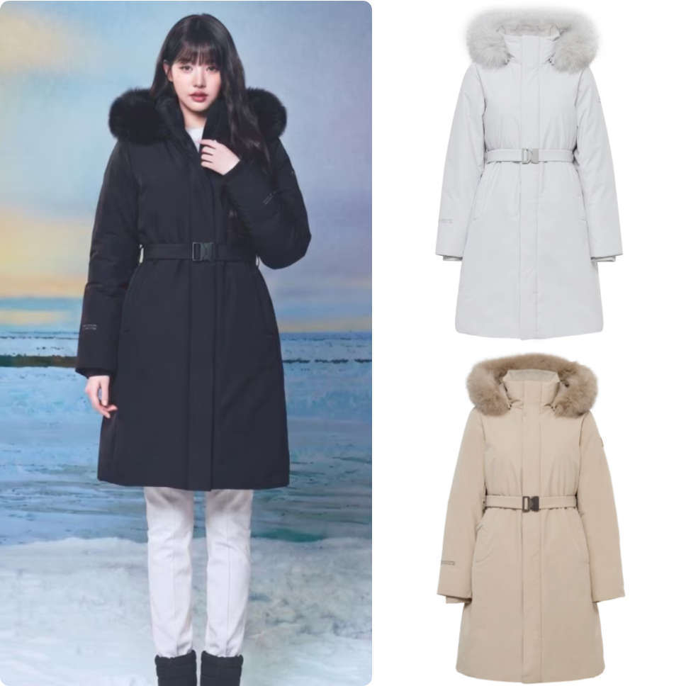 反季特价 韩国代购 EIDER 25冬长款收腰气质加厚保暖鹅绒羽绒服
