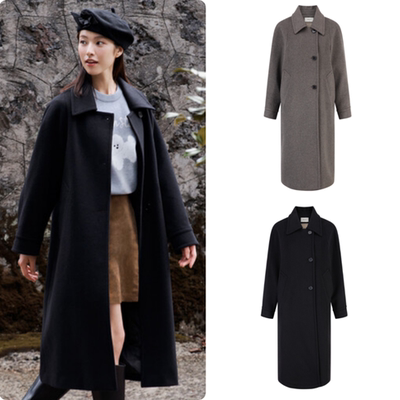 韩国正品代购 PROJECT M 25冬 女 羊毛长款毛呢外套大衣