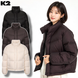 反季特价 韩国代购 K2 冬 女 休闲短款鹅绒羽绒服 鹅绒95%
