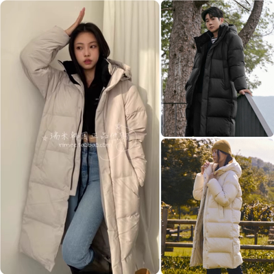 现货 反季特价 韩国正品代购 polham 男女加厚长款防水连帽羽绒服