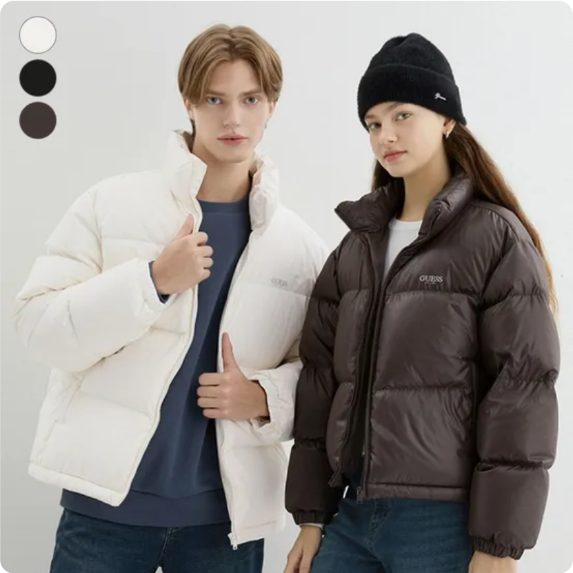 韩国正品代购 GUESS 25冬 男女情侣 休闲短款羽鸭绒羽绒服