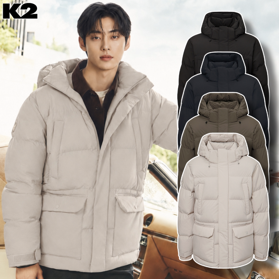 反季特价 韩国正品代购 K2 冬 男 中长款保暖鹅绒羽绒服