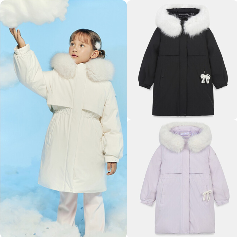 反季特价 韩国代购 NEPA耐葩 25冬 儿童加厚中长款连帽鹅绒羽绒服