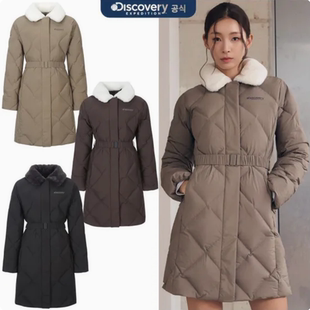韩国正品代购  DISCOVERY 25冬 女 保暖百搭中长款收腰羽绒服