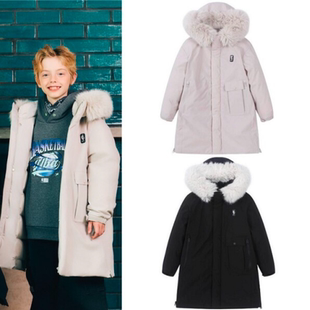 韩国正品代购 NBA 25冬 儿童 防风防水加厚中长款工装羽绒服