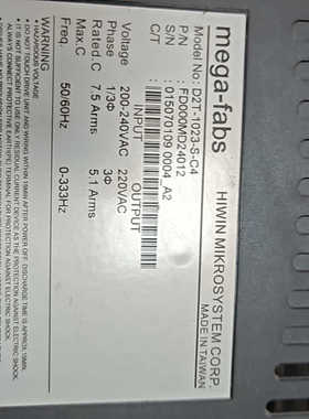 上银伺服驱动器D2T-1023-S-C4电机FRMS752B.询价