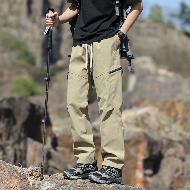 春夏美式工装裤男运动户外直筒宽松冲锋裤宽松大码登山伞兵裤子