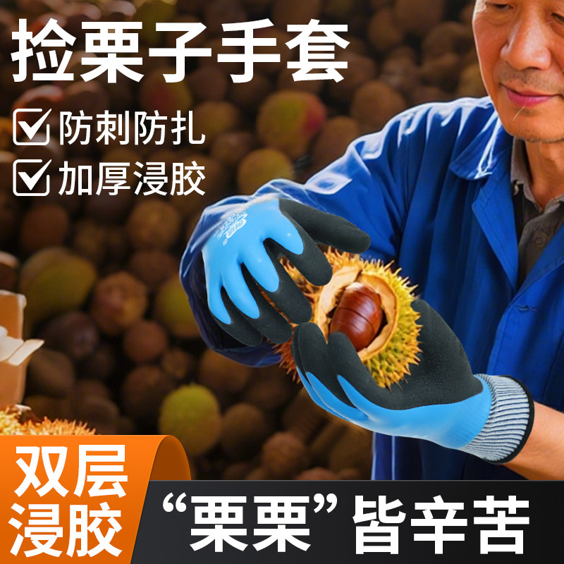 捡板栗专用手套剥板栗防扎摘板栗