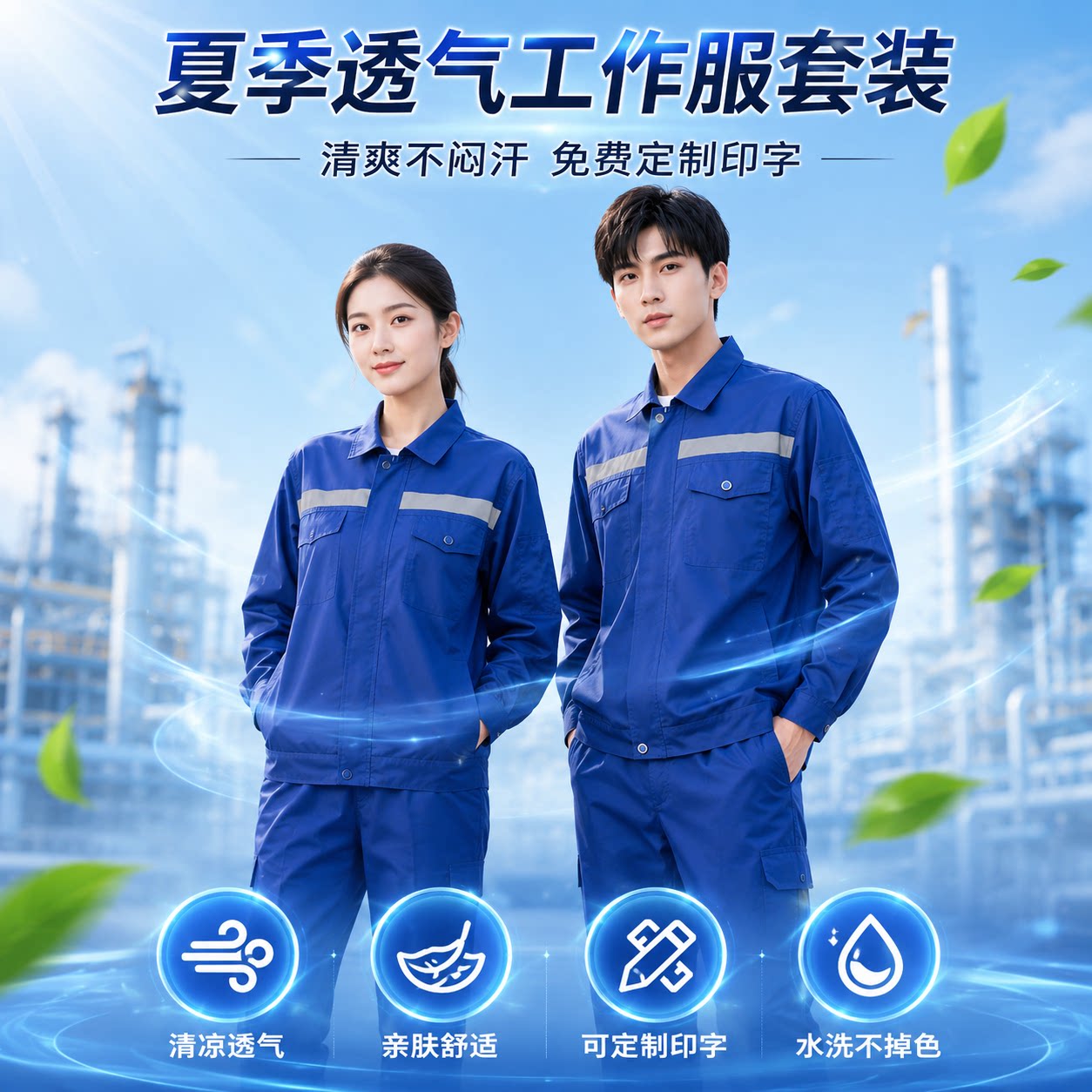 夏季透气耐磨工装定制印字logo