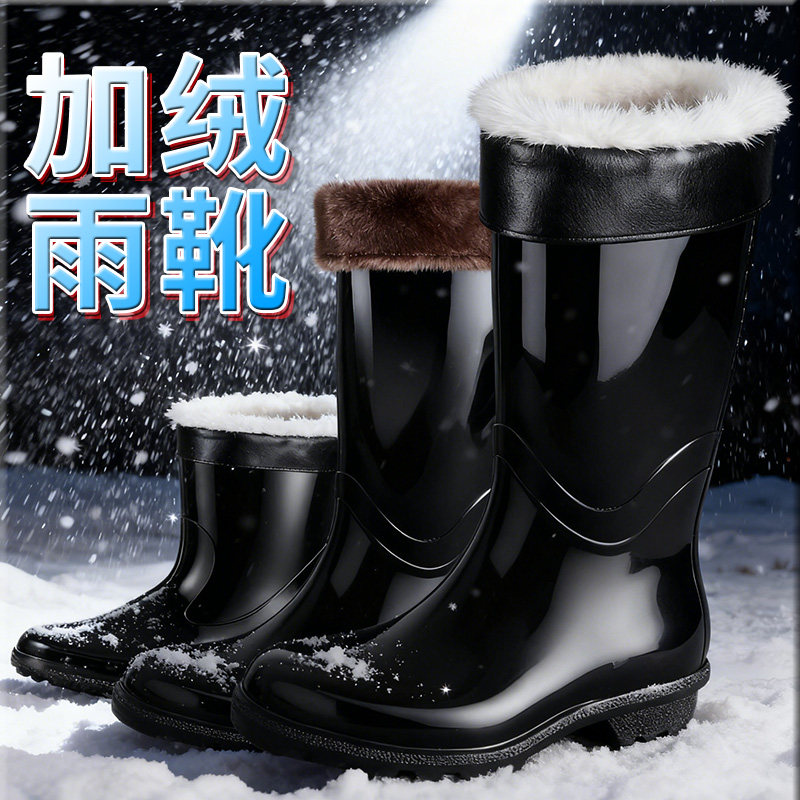 雨靴加绒冬季保暖短中长筒防水鞋
