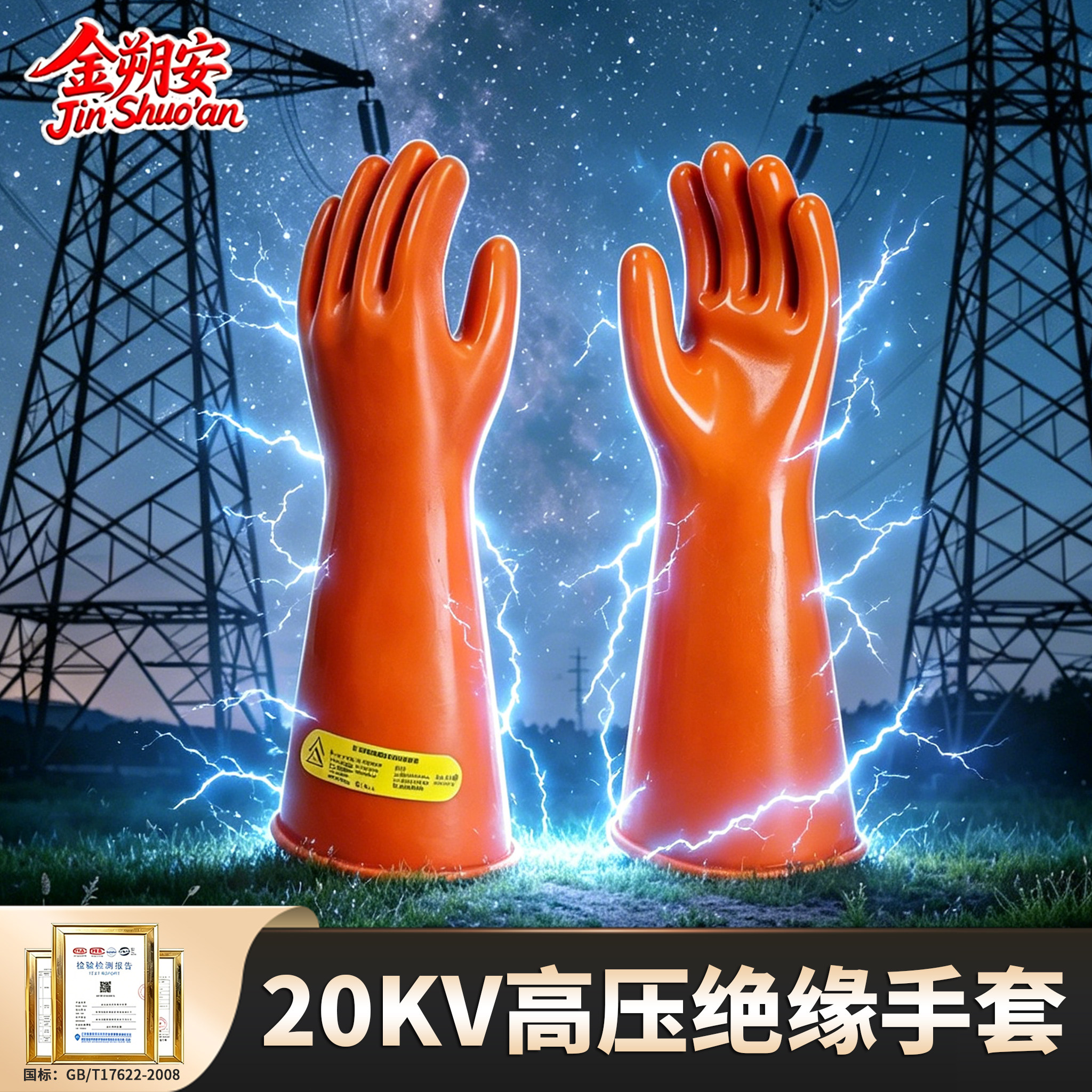 高压电气绝缘手套20KV35KV国标认证供电局专用电工防电橡胶手套