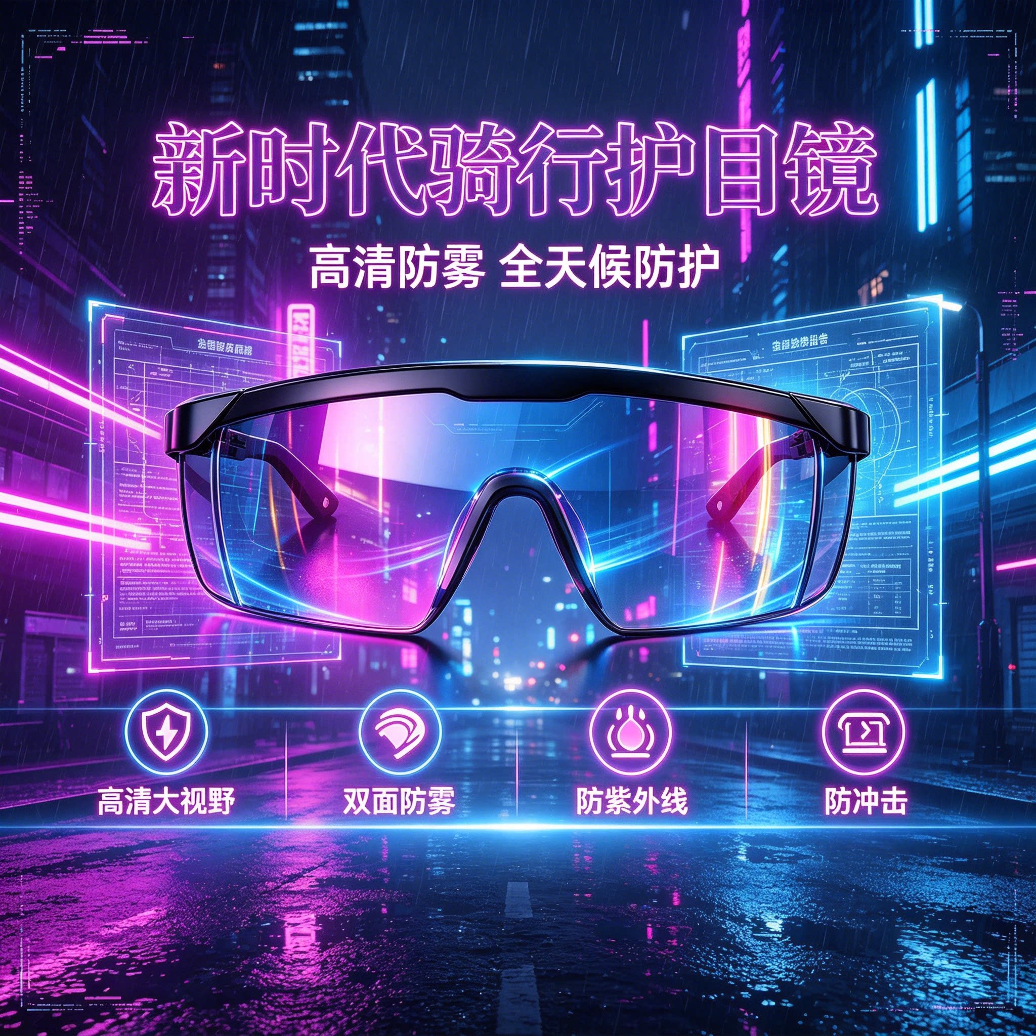 骑行防雾眼镜防飞虫防紫外线高清