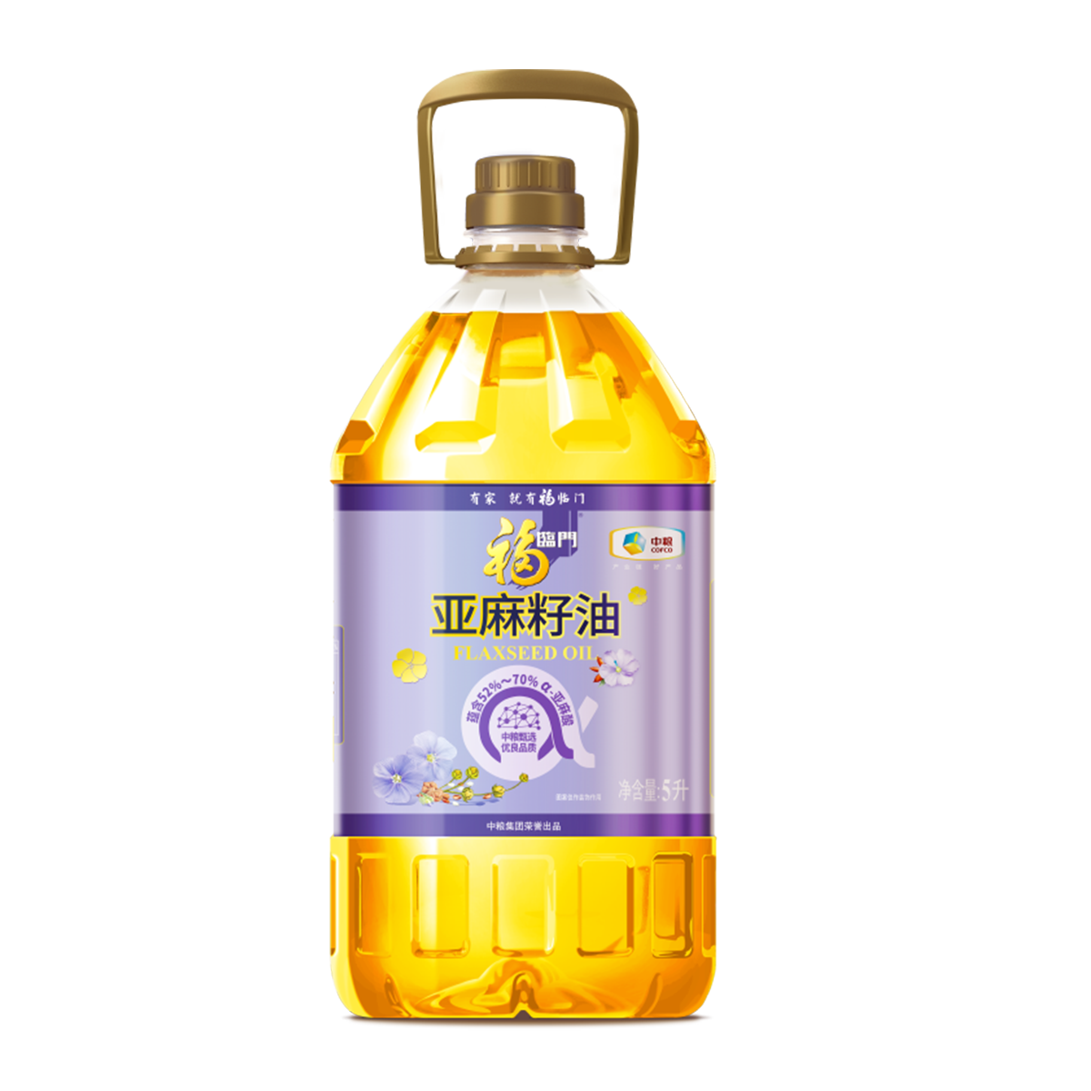 中粮福临门营养家亚麻籽油5L大瓶家用装冷榨食用油炒菜囤货10斤装图片