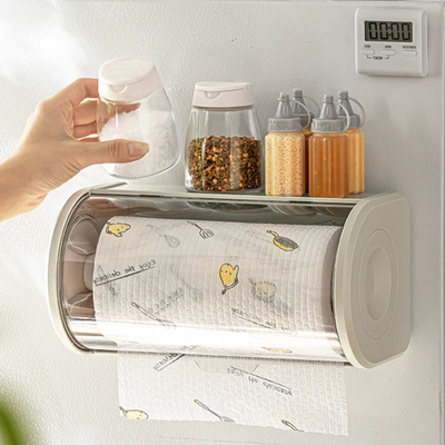 厨房用纸挂架倒挂抽纸盒纸巾架子免打孔纸巾盒壁挂式防尘收纳神器