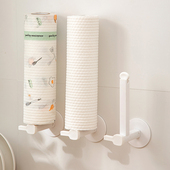 厨房纸巾架免打孔橱柜卷纸架厨房用纸置物保鲜膜抹布架收纳架挂架