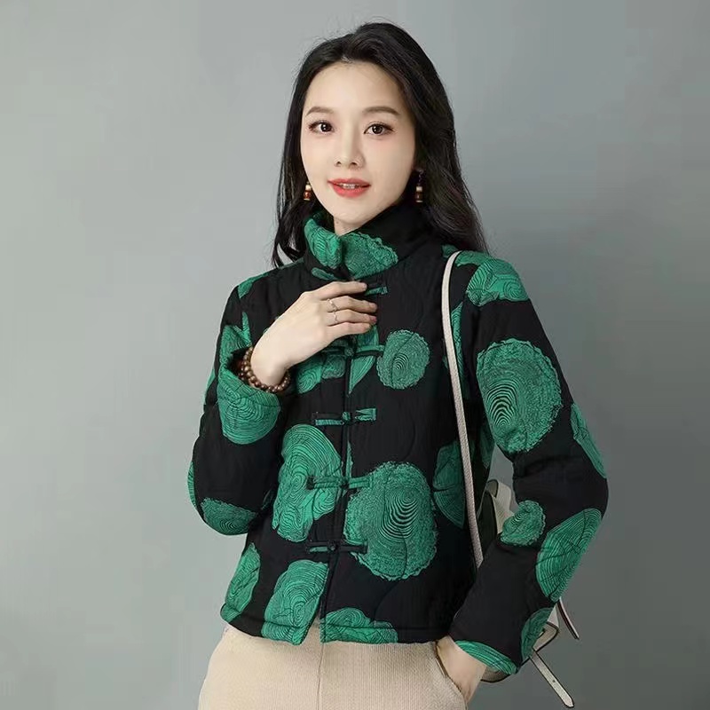 丝绵短款洋气宽松妈妈装棉服