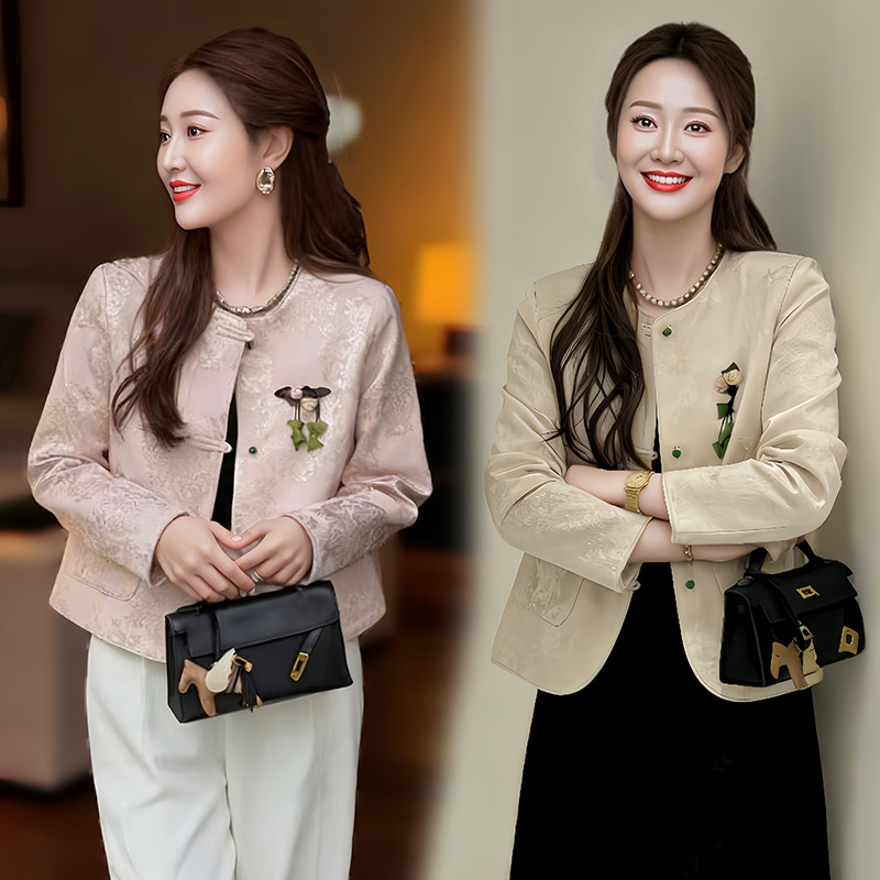 2026春季新款轻奢新中式国风短外套女洋气提花气质高级感百搭上衣,女装/女士精品,短外套,淘宝优惠券,粉丝福利购,淘宝优惠卷