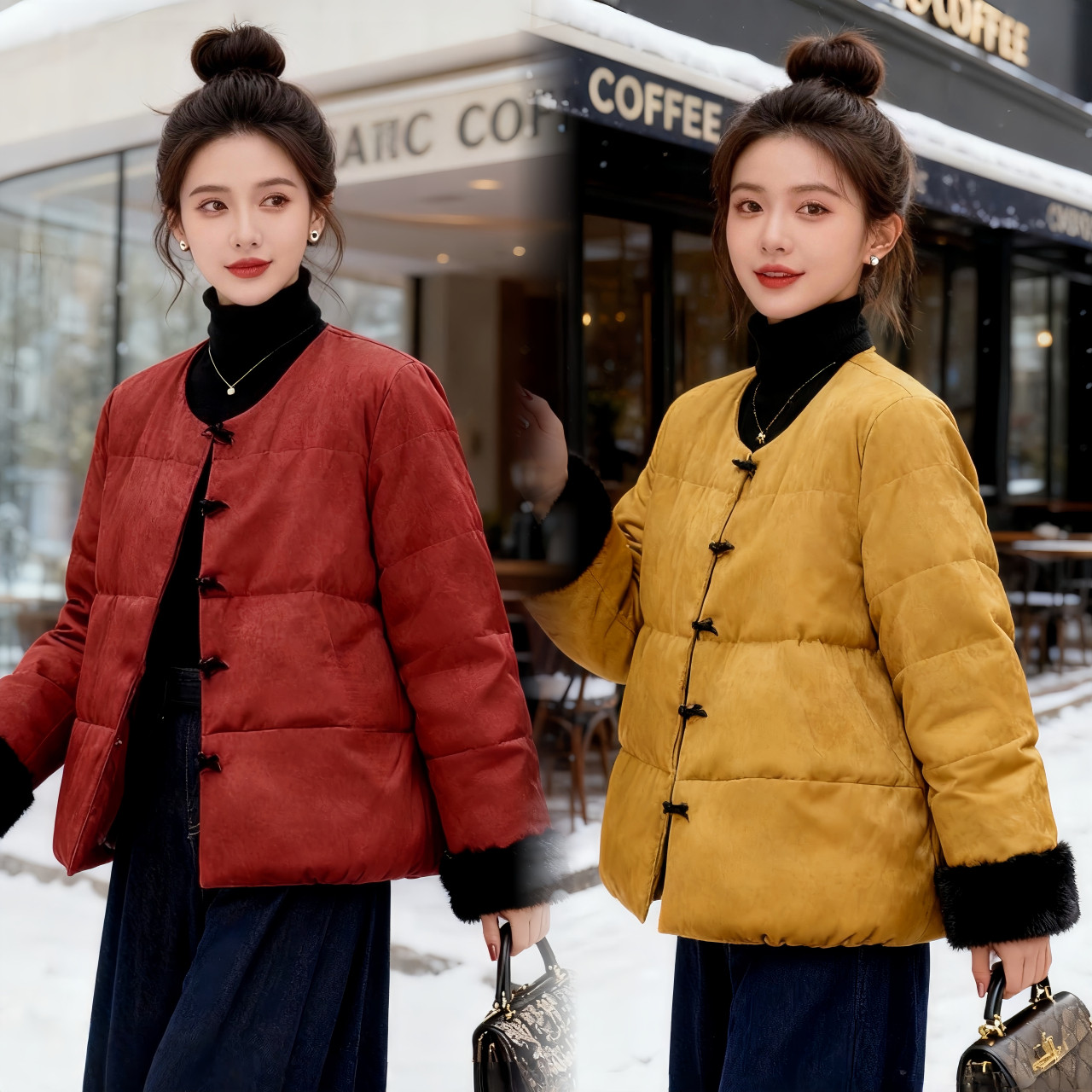 网红提花棉袄新中式印花棉服女短款2025冬季新款国风小个子厚外套,女装/女士精品,中老年女装,淘宝优惠券,粉丝福利购,淘宝优惠卷