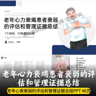 老年心力衰竭患者衰弱的评估和管理证据总结ppt 衰竭衰弱管理证据
