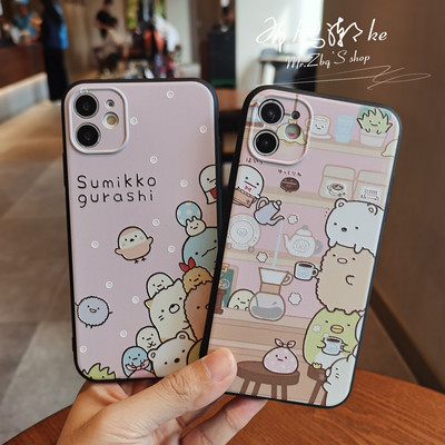 日系墙角生物适用iPhone13promax浮雕三星S23苹果14pro手机壳X/XR/Max三星S22plus手机软壳7/8plus全包15可爱