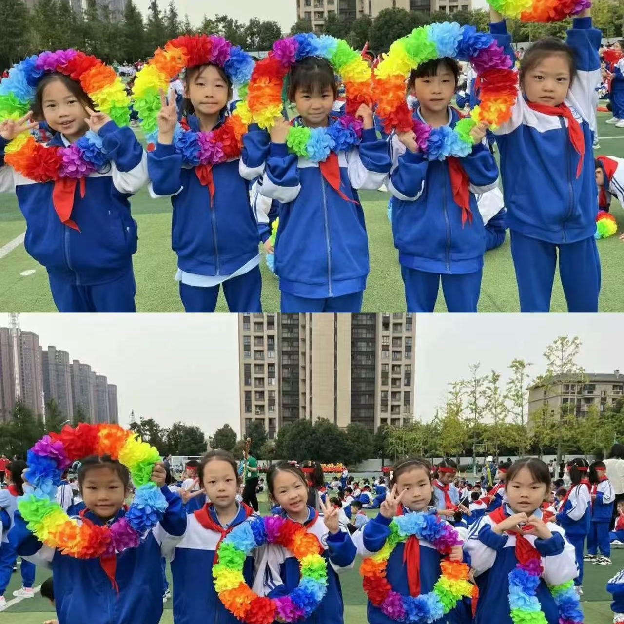 硬圈加密钢丝花环幼儿园中小学运动会开幕式道具可弯可直七彩花环