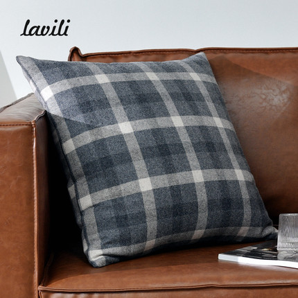 Lavili|复古马纳提灰格纹抱枕现代简约沙发软装羊毛呢混纺靠垫套