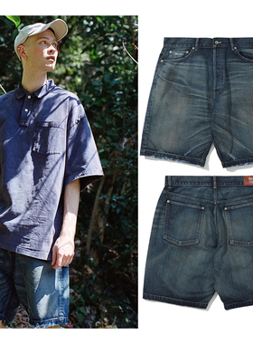 madboys 余文乐mdns21同款皮标水洗牛仔短裤日产潮男