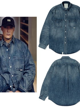 断码清货余文乐mdns同款水洗牛仔长袖衬衫外套上衣
