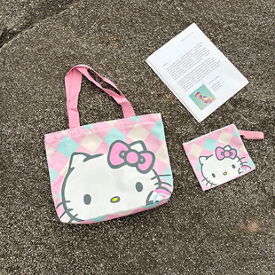 带拉链大容量帆布袋卡通可爱单肩包通勤学生购物袋环保袋收纳布袋