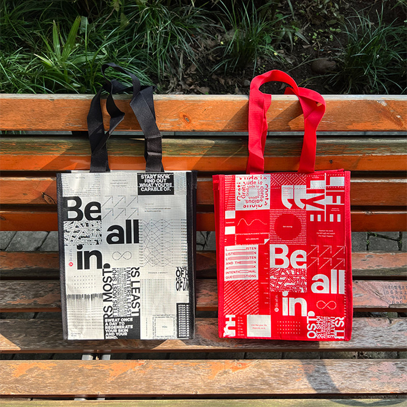 环保纸袋购物袋时尚印花手提袋单肩包大容量收纳袋服装店礼品袋子